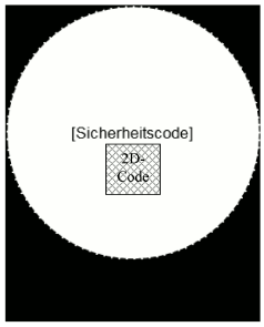 Muster Stempelplakette mit sichtbarem Sicherheitscode (BGBl. 2013 I S. 3777)