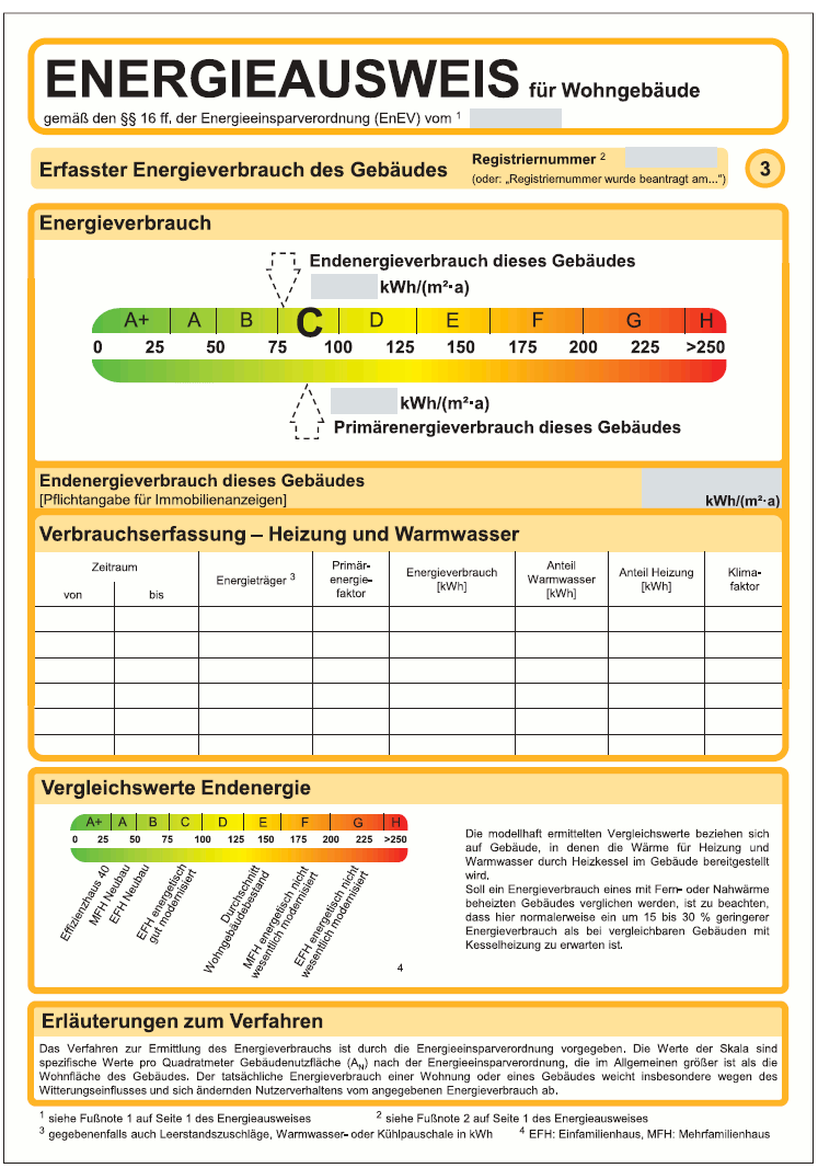 Muster Energieausweis Wohngebäude 2014 Seite 3 (BGBl. I 2013 S. 3979)