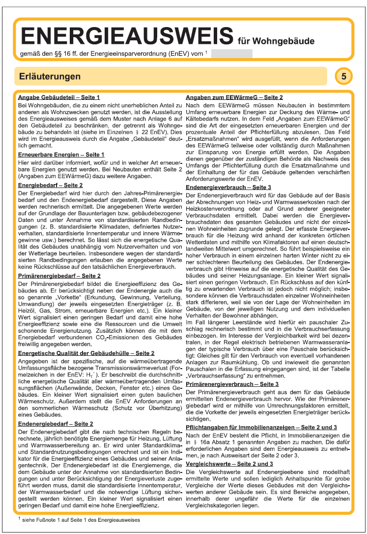 Muster Energieausweis Wohngebäude 2014 Seite 5 (BGBl. I 2013 S. 3981)