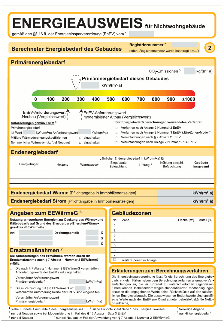 Muster Energieausweis Nichtwohngebäude 2014 Seite 2 (BGBl. I 2013 S. 3983)