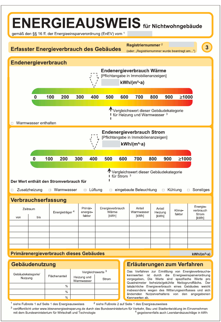 Muster Energieausweis Nichtwohngebäude 2014 Seite 3 (BGBl. I 2013 S. 3984)