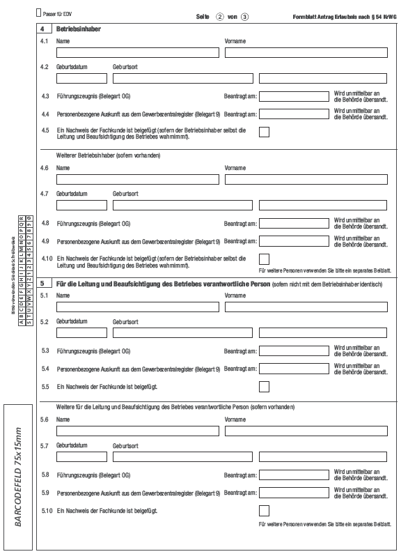 Vordruck Antrag auf Erteilung einer Erlaubnis für Sammler, Beförderer, Händler und Makler von gefährlichen Abfälle, Seite 2 (BGBl. 2013 I S. 4056)