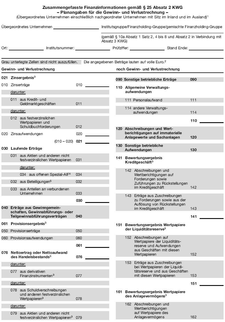 Anlage QGVP - Planangaben für die Gewinn- und Verlustrechnung - Seite 1 (BGBl. 2013 I S. 4225)