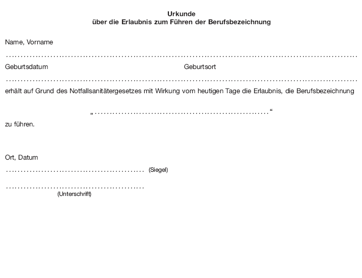 Urkunde über die Erlaubnis zum Führen der Berufsbezeichnung (BGBl. 2013 I S. 4304)