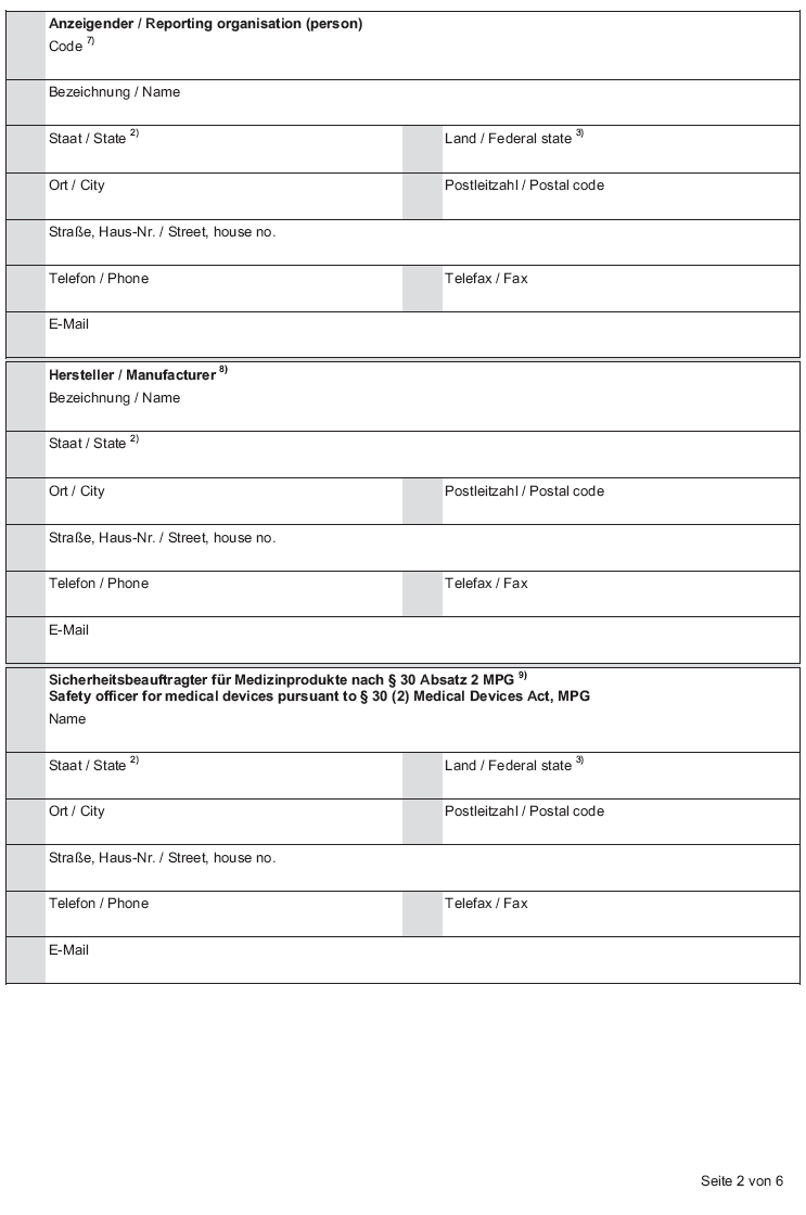 Formblatt für Medizinprodukte, außer In-vitro-Diagnostika (BGBl. 2014 I S. 1234)