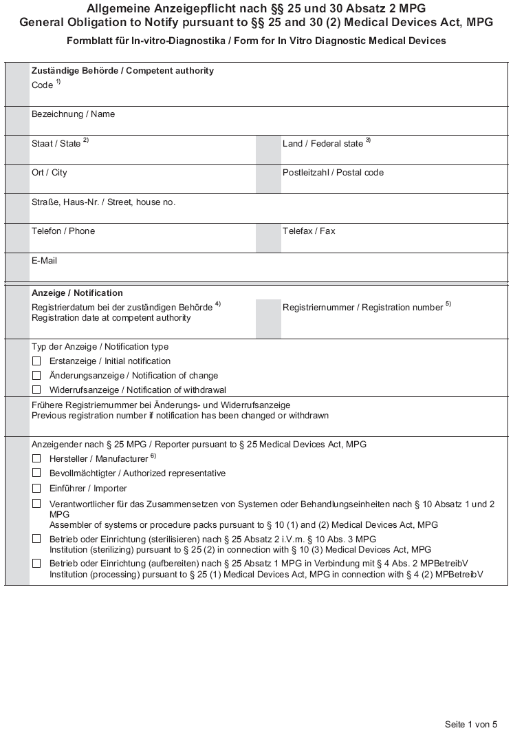 Formblatt für In-vitro-Diagnostika (BGBl. 2014 I S. 1239)