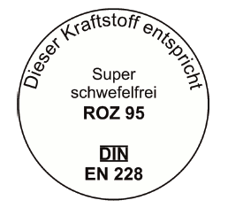 Abb. Plakette Super schwefelfrei (BGBl. 2014 I S. 1894)