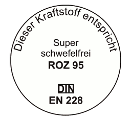 Abb. Plakette Super schwefelfrei (BGBl. 2014 I S. 1894)