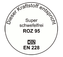 Abb. Plakette Super schwefelfrei (BGBl. 2014 I S. 1894)