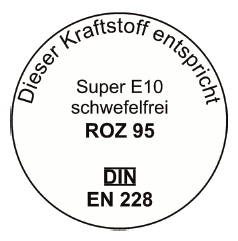 Abb. Plakette Super E10 schwefelfrei (BGBl. 2014 I S. 1894)
