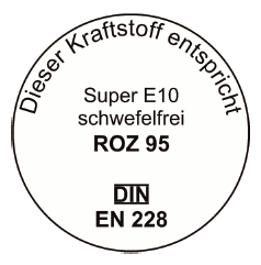 Abb. Plakette Super E10 schwefelfrei (BGBl. 2014 I S. 1894)