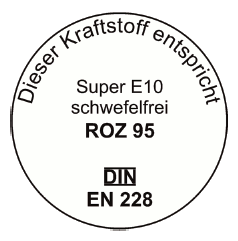 Abb. Plakette Super E10 schwefelfrei (BGBl. 2014 I S. 1894)