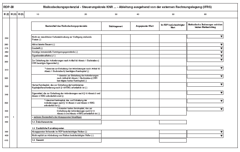 Anlage RDP-BI Risikodeckungspotenzial Ableitung ausgehend von der externen Rechnungslegung (IFRS), Seite 2 (BGBl. 2014 I S. 2351)