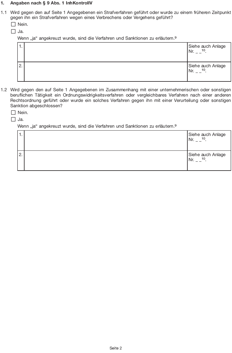 Formular - Angaben zur Zuverlässigkeit, Seite 2 (BGBl. 2015 I S. 1965)
