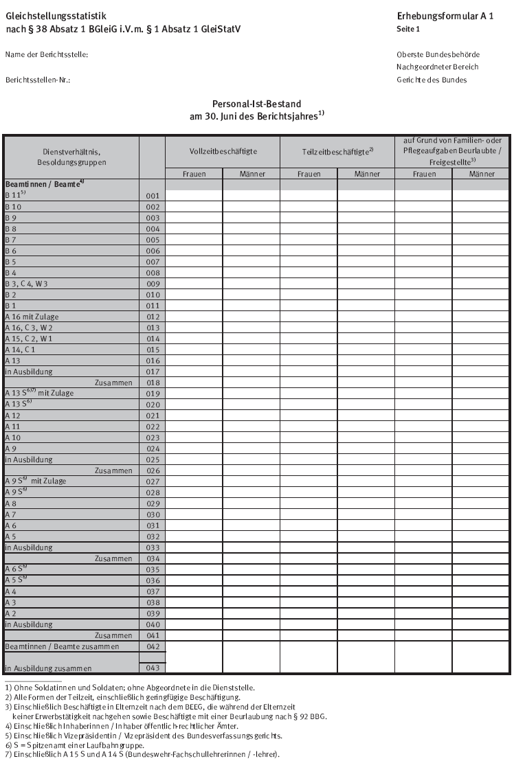 Erhebungsformular A 1, Seite 1 (BGBl. 2015 I S. 2284)