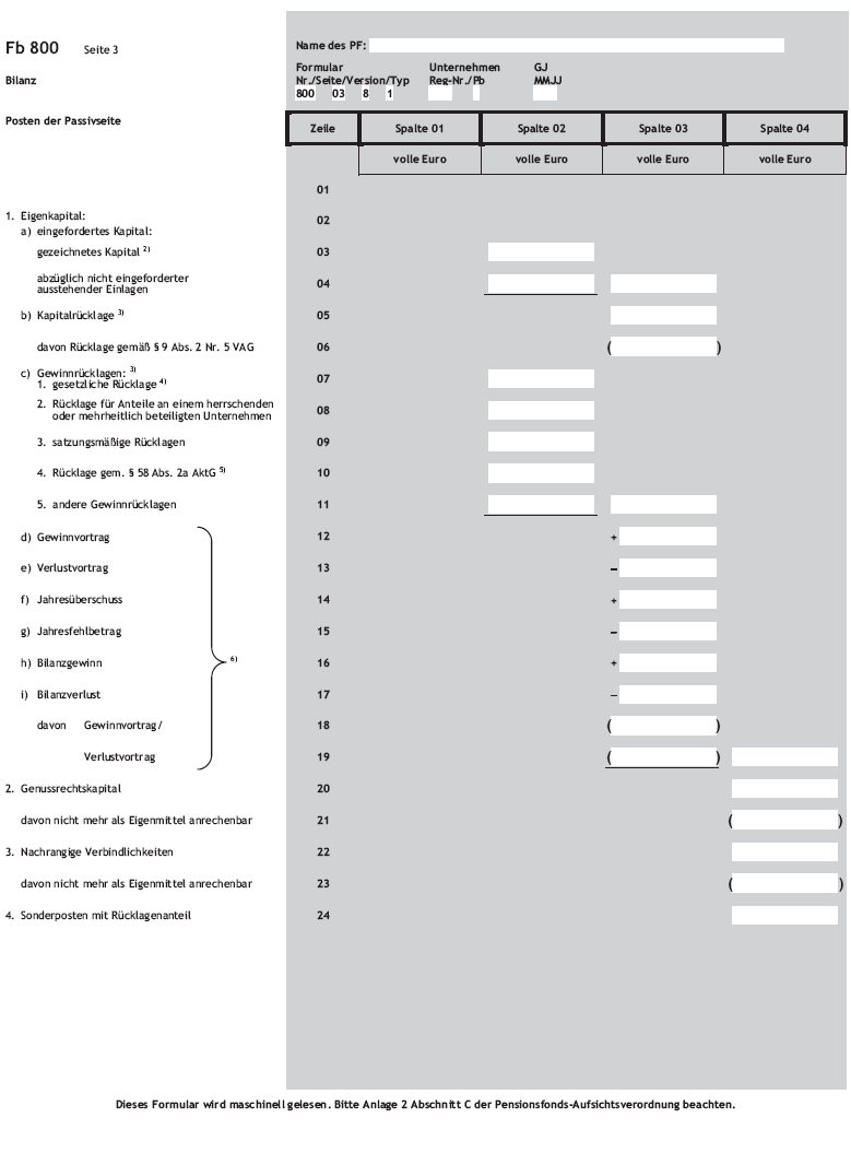 Formblätter und Nachweisungen Fb 800 Seite 3 (BGBl. 2016 I S. 875)