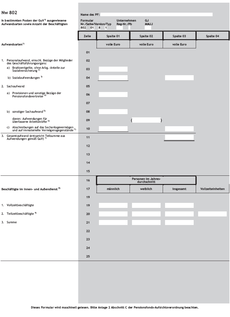 Formblätter und Nachweisungen Nw 802 Seite 1 (BGBl. 2016 I S. 878)