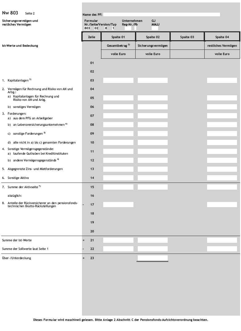 Formblätter und Nachweisungen Nw 803 Seite 2 (BGBl. 2016 I S. 880)