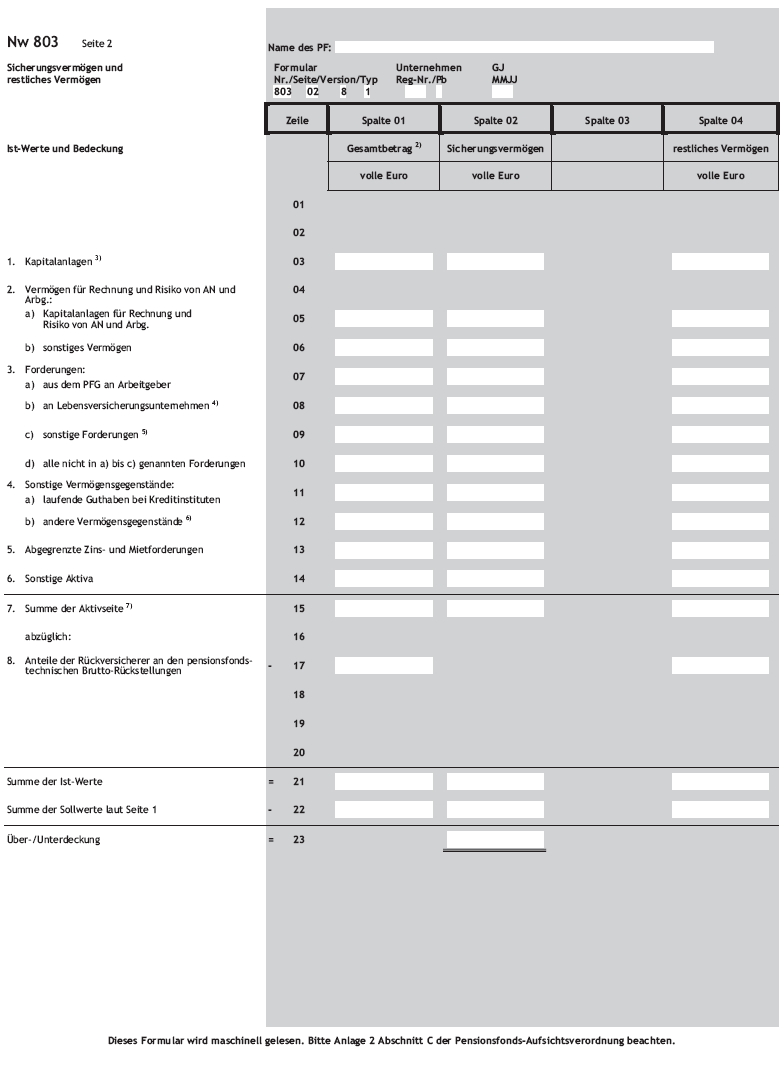 Formblätter und Nachweisungen Nw 803 Seite 2 (BGBl. 2016 I S. 880)