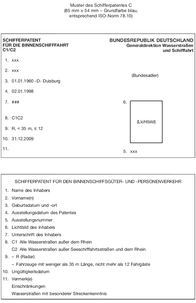 Muster des Schifferpatentes C (BGBl. 2016 I S. 2966)