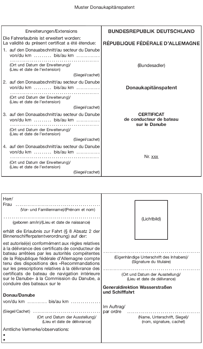 Muster Donaukapitänspatent (BGBl. 2016 I S. 2972)