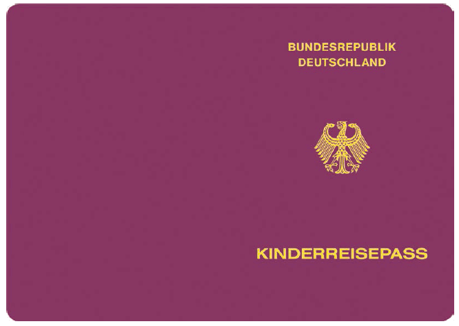 Passmuster Kinderreisepass, Einband (BGBl. 2017 I S. 187)