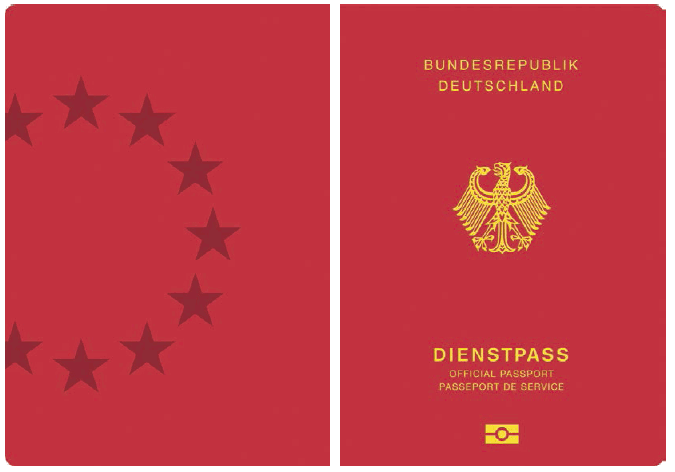 Passmuster Dienstpass, Einband (BGBl. 2017 I S. 193)