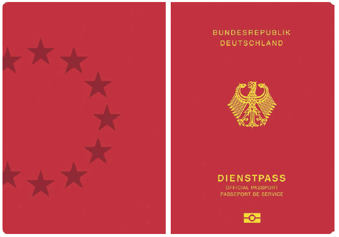 Passmuster Dienstpass, Einband (BGBl. 2017 I S. 193)