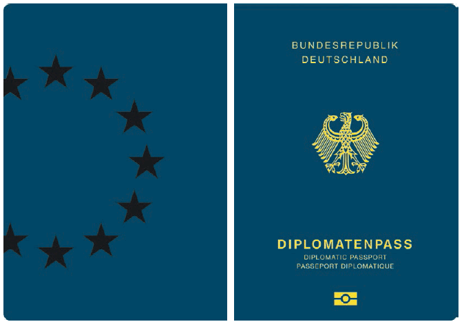 Passmuster Diplomatenpass, Einband (BGBl. 2017 I S. 207)