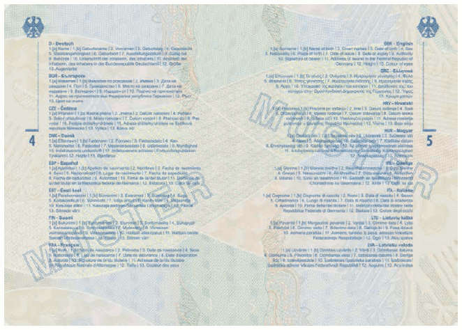 Ausweismuster Reiseausweis für Ausländer, Passbuchinnenseite (BGBl. 2017 I S. 228)