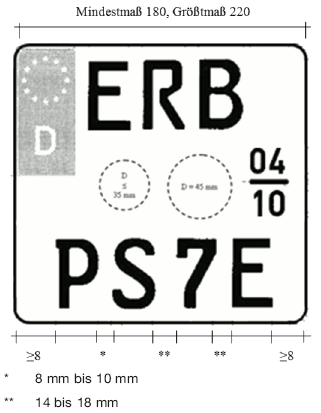 Motorrad Kennzeichen EU zweizeilig 280 mm – altes Maß