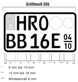 Abb. verkleinertes zweizeiliges Saisonkennzeichen (BGBl. 2017 I S. 536)