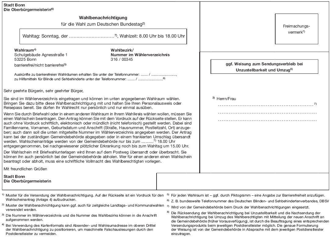 Wahlbenachrichtigung (BGBl. 2017 I S. 595)