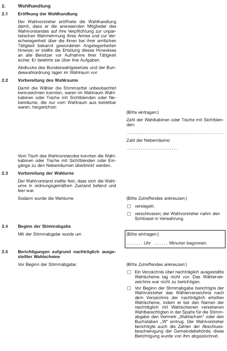 Wahlniederschrift Seite 2 (BGBl. 2017 I S. 598)