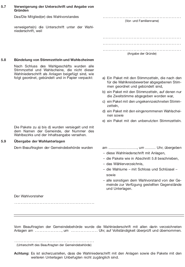 Wahlniederschrift Seite 13 (BGBl. 2017 I S. 609)