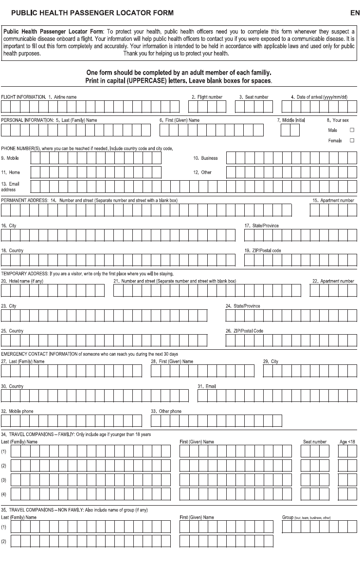 Public Health Passenger Locator Form (BGBl. 2017 I S. 2631)