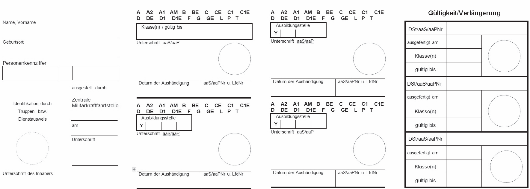 Muster des Dienstführerscheins der Bundeswehr, Rückseite (BGBl. 2017 I S. 3237)