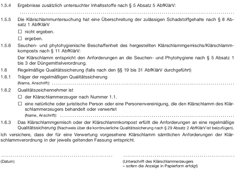 Anzeige über die vorgesehene Abgabe oder Auf- oder Einbringung von Klärschlamm, Seite 3 (BGBl. 2017 I S. 3493)