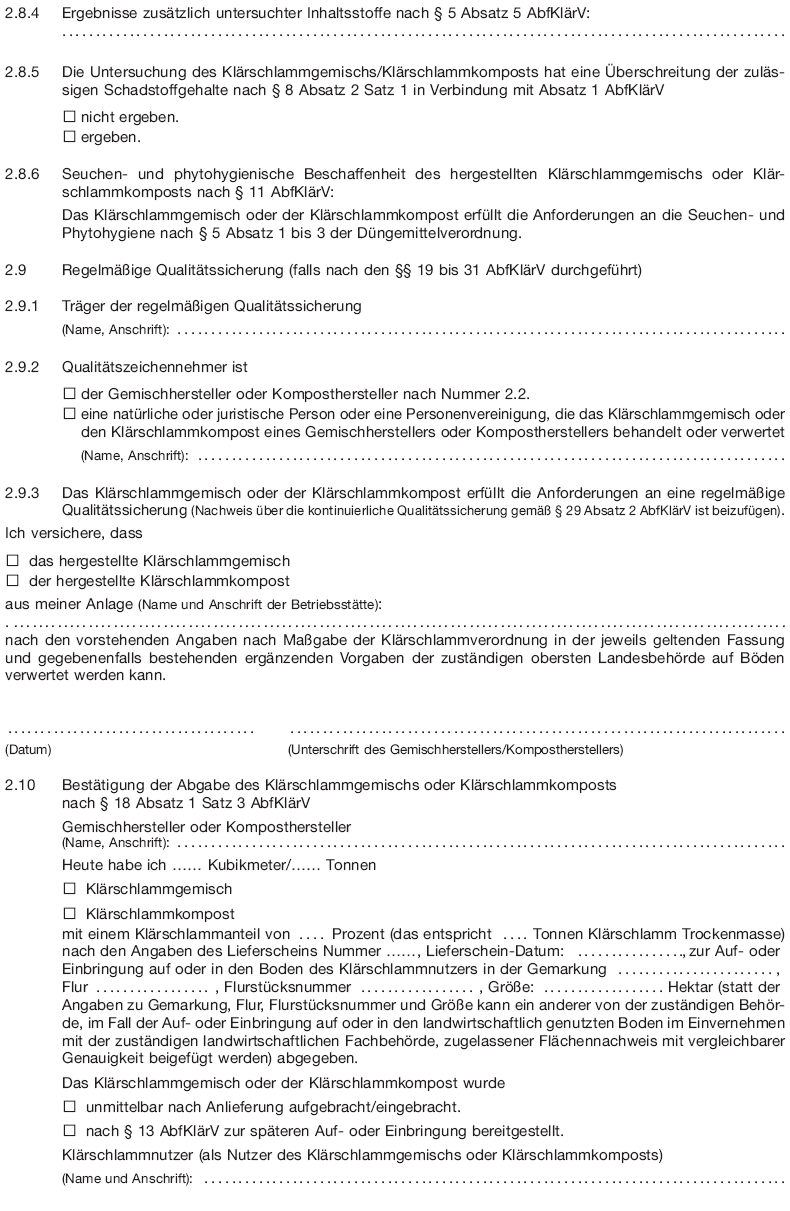 Lieferschein für die Lieferung eines Klärschlammgemischs oder eines Klärschlammkomposts, Seite 3 (BGBl. 2017 I S. 3502)