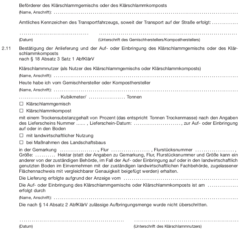 Lieferschein für die Lieferung eines Klärschlammgemischs oder eines Klärschlammkomposts, Seite 4 (BGBl. 2017 I S. 3503)