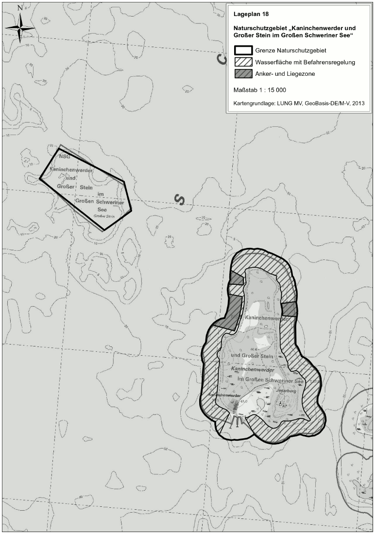 Lageplan 18 Naturschutzgebiet „Kaninchenwerder und Großer Stein im Großen Schweriner See" (BGBl. 2017 I S. 3776)