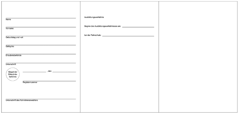 Muster Anwärterschein Fahrlehrer Rückseite (BGBl. 2018 I S. 9)