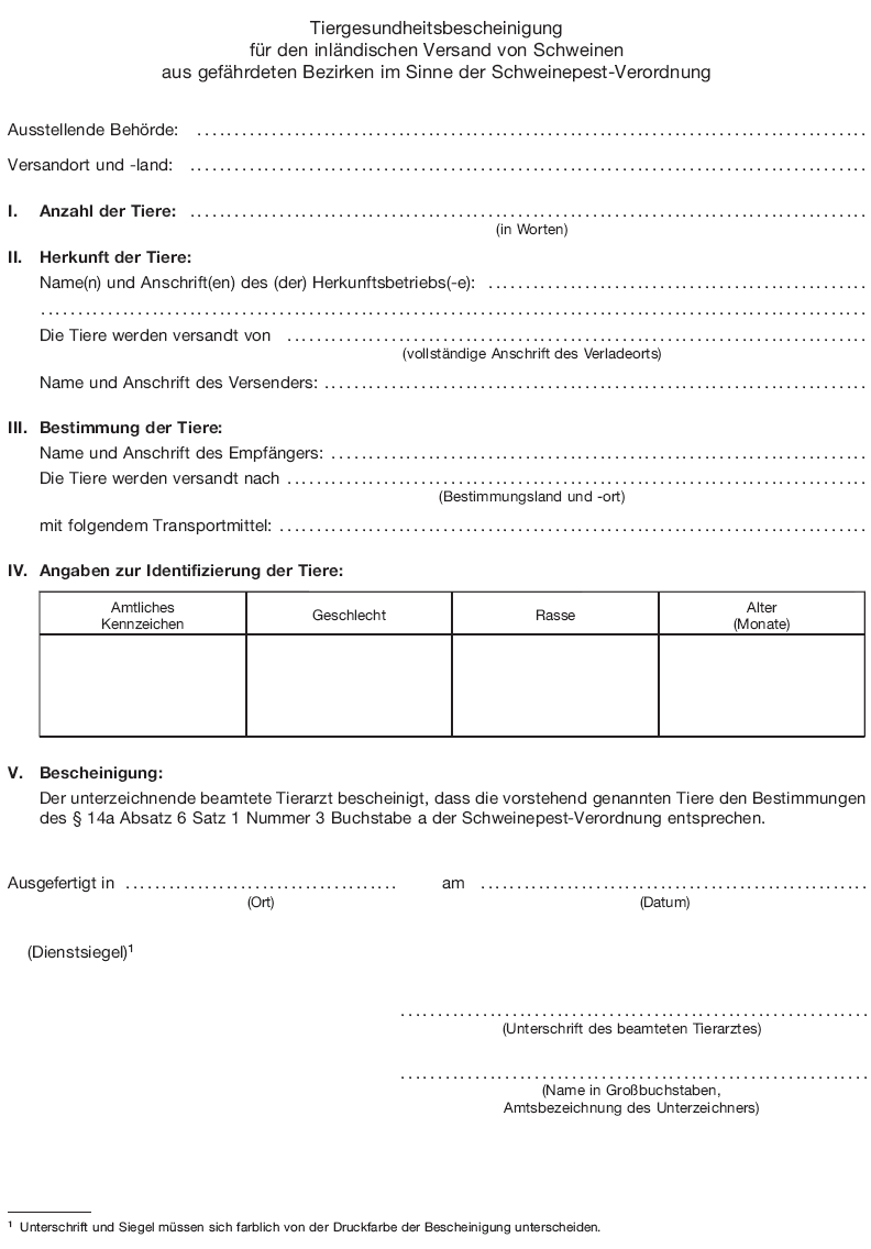 Tiergesundheitsbescheinigung (BGBl. I 2018 S. 406)