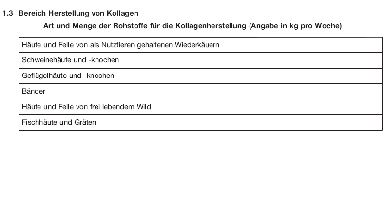 Muster 7 Beiblatt Gelatine und Kollagen zum Betriebsspiegel, Seite 2 (BGBl. 2018 I S. 512)