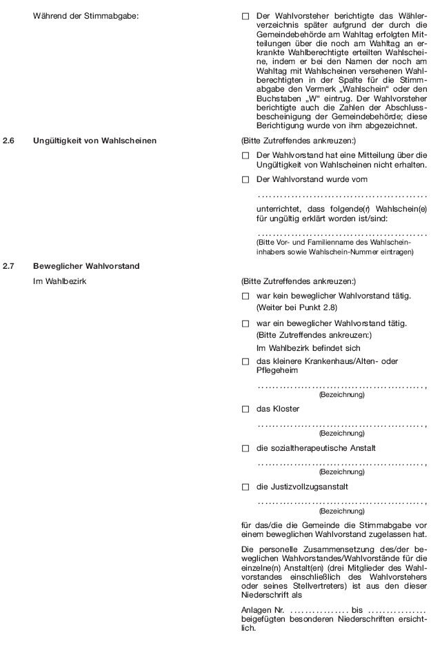 Wahlniederschrift über die Ermittlung und Feststellung des Ergebnisses der Wahl im Wahlbezirk bei der Wahl zum Europäischen Parlament, Seite 3 (BGBl. 2018 I S. 596)