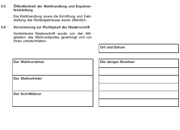 Wahlniederschrift über die Ermittlung und Feststellung des Ergebnisses der Wahl im Wahlbezirk bei der Wahl zum Europäischen Parlament, Seite 11 (BGBl. 2018 I S. 604)