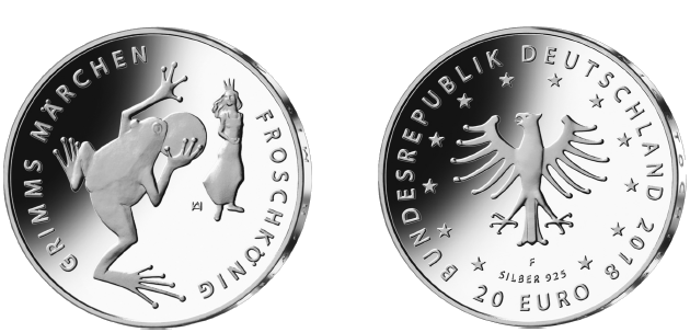 Bild- und Wertseite Gedenkmünze "Froschkönig" (BGBl. 2018 I S. 1207)