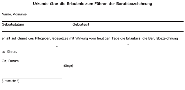 Urkunde über die Erlaubnis zum Führen der Berufsbezeichnung (BGBl. 2018 I S. 1620)