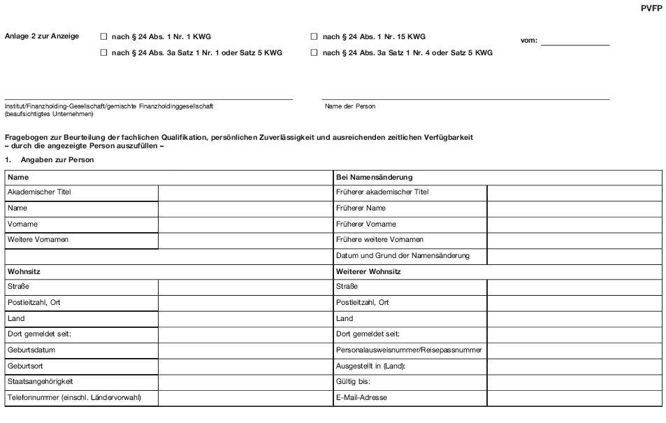 Formblatt PVFP, Seite 1 (BGBl. 2018 I S. 1745)