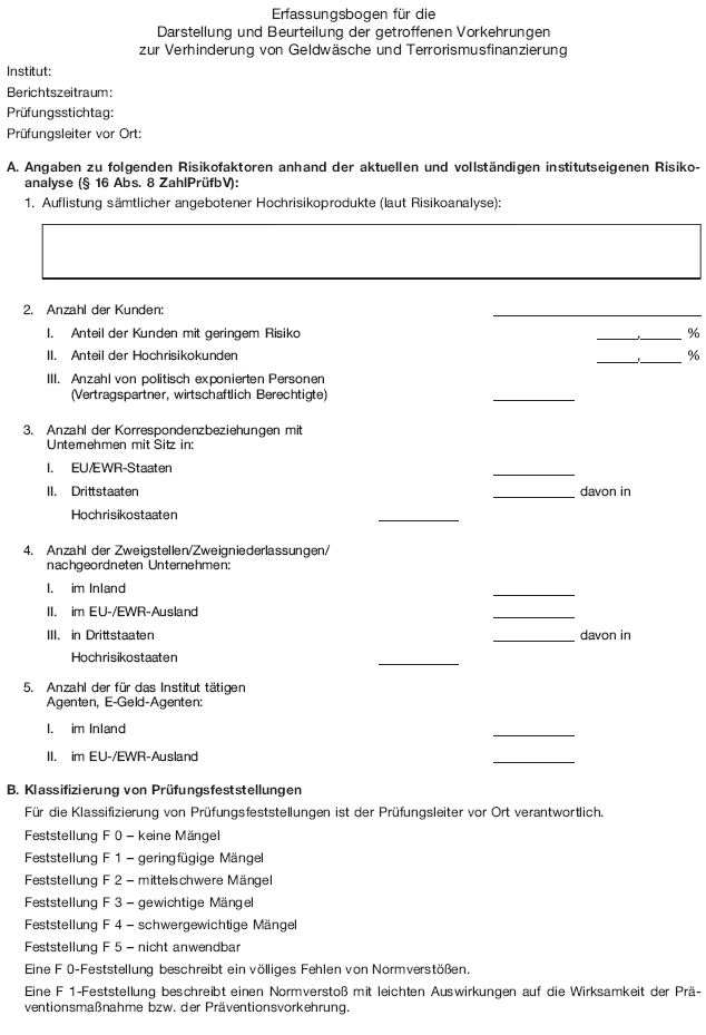 Erfassungsbogen Geldwäsche und Terrorismusfinanzierung, Seite 1 (BGBl. 2018 I S. 2475)